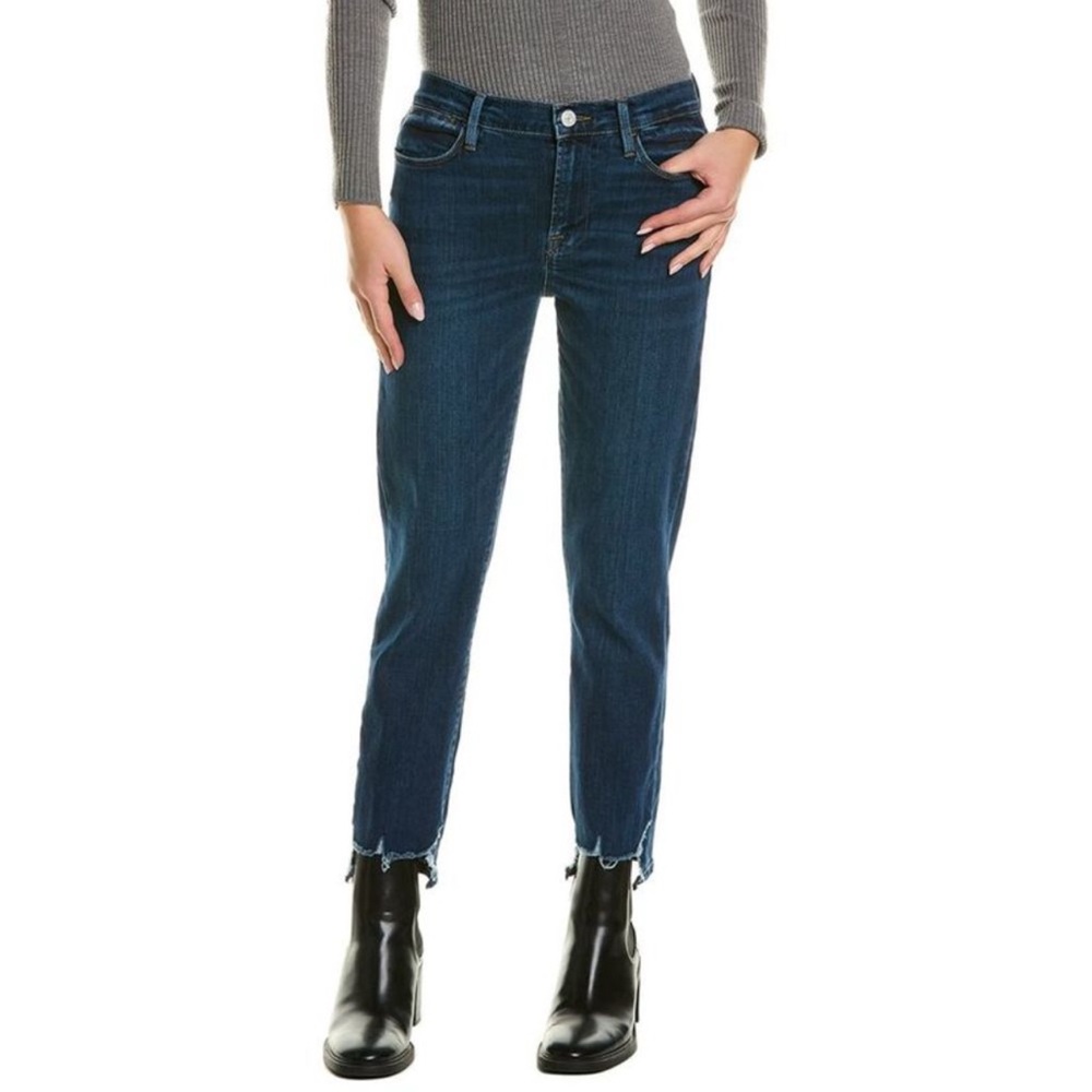 FRAME Size 30 Denim Le High Rise Straight Leg Roswell Chew Distress Ankle Jeans